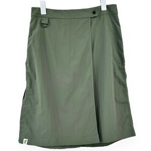 NWT Peachy Den Mimi Khaki Olive Green Gray Nylon Utility Cargo Mini Skirt sz M